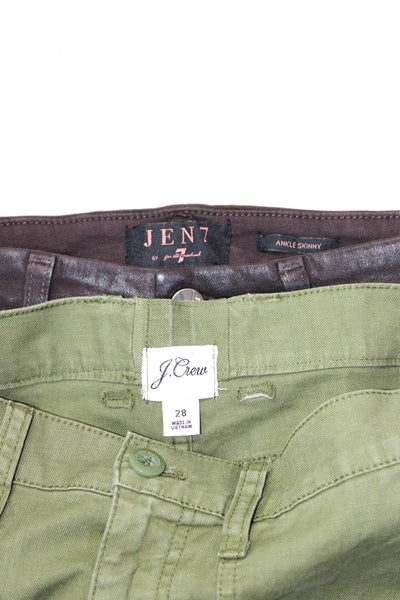 J Crew Jen7 Womens Ankle Skinny Jeans Cargo Pants Maroon Green Size 28 8 Lot 2