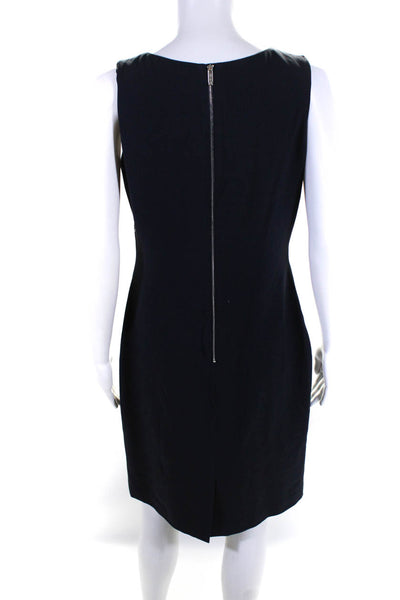 Calvin Klein Womens Round Neck Sleeveless Zip Up Knee Length Dress Navy Size 8