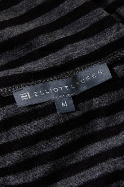 Elliott Lauren Womens Striped V Neck Long Sleeves Shirt Gray Purple Size Medium