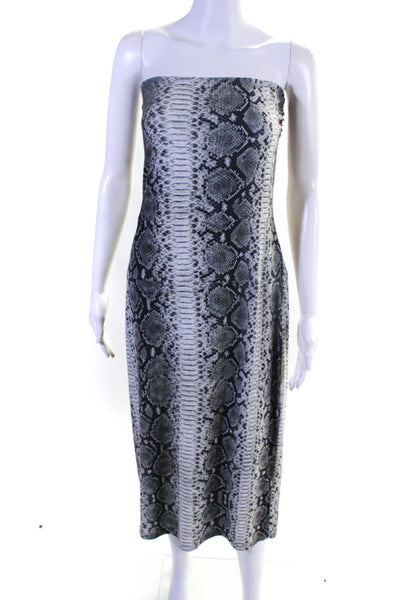Norma Kamali Women's Snakeskin Print Strapless Bodycon Dress Gray Size XL