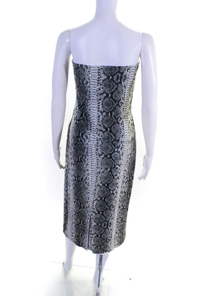 Norma Kamali Women's Snakeskin Print Strapless Bodycon Dress Gray Size XL
