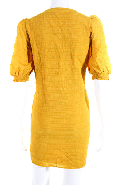 BB Dakota Womens Half Puff Sleeved V Neck Short Tunic Shift Dress Yellow Size M