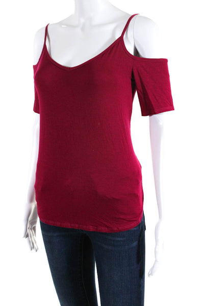 Splendid Women's V-Neck Cold Shoulder Blouse Red Size XS