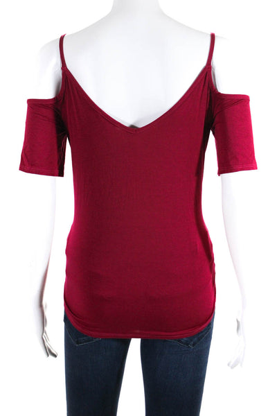 Splendid Women's V-Neck Cold Shoulder Blouse Red Size XS