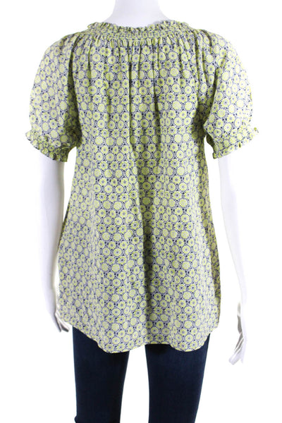 Joie Women's Round Neck Short Sleeves Tassel Blouse Floral Size S