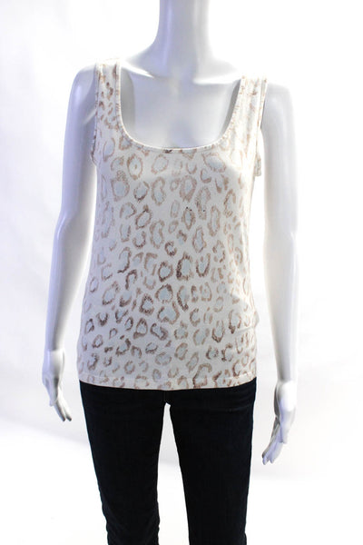 St. John Sport By Marie Gray Womens Animal Print Tank Top White Size Small