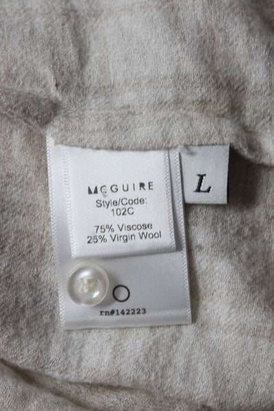 McGuire Women's Plaid Print Long Sleeve V-Neck Button Down Top Beige Size L