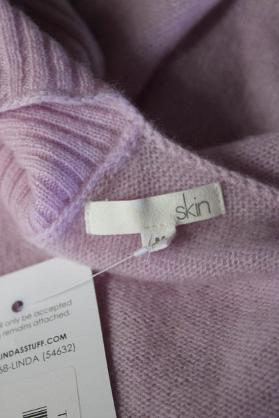 Skin Women's Cashmere Turtleneck Cold Shoulder Top Lilac Size M