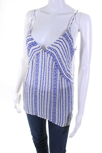 Brochu Walker Women's Silk Striped Print Spaghetti Strap Blouse Blue Size M