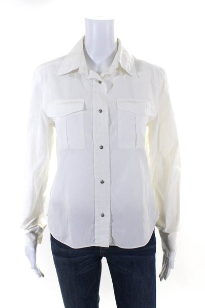 Louis Vuitton Womens Cotton Buttoned Collared Long Sleeve Top White Size EUR42