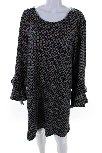 Tacera Womens Geometric Print Sweater Dress Navy Blue Beige Size Extra Large