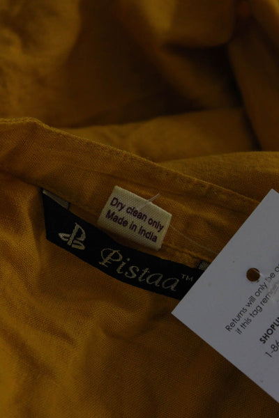 Pistaa Womens Long Sleeves Half Button Down Shirt Dress Yellow Size EUR 42