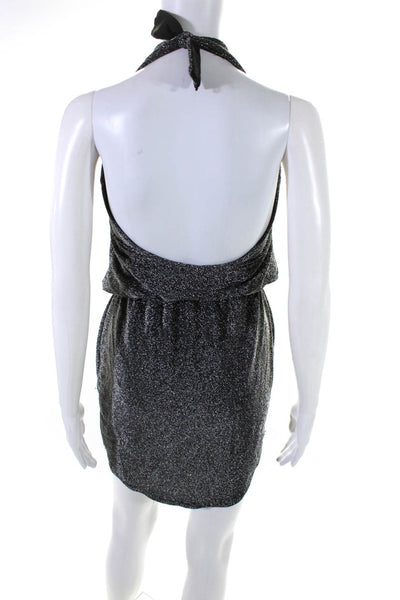 TOBI Womens Halter Neck Sleeveless Cocktail Dress Silver Metallic Size Small