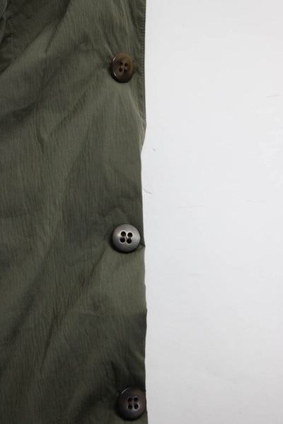 Verri Mens Button Down Trench Coat Green Cotton Blend Size EUR 50