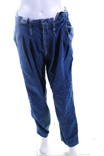 Polo Ralph Lauren Womens Button Fly High Rise Straight Leg Pants Blue Size 26