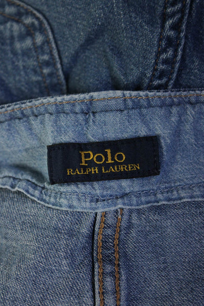 Polo Ralph Lauren Womens Button Fly High Rise Straight Leg Pants Blue Size 26