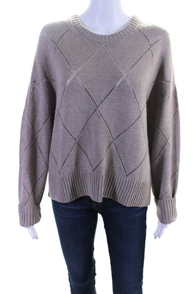 Bailey 44 Womens Argyle Knit Long Sleeve Crew Neck Pullover Sweater Brown Size M