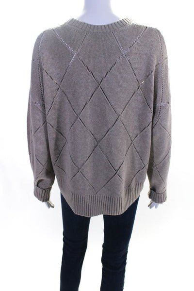 Bailey 44 Womens Argyle Knit Long Sleeve Crew Neck Pullover Sweater Brown Size M