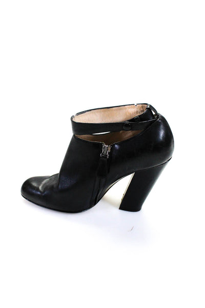 Chloe Womens Black Leather Ankle Strap Blocked High Heels Shoes Size 7