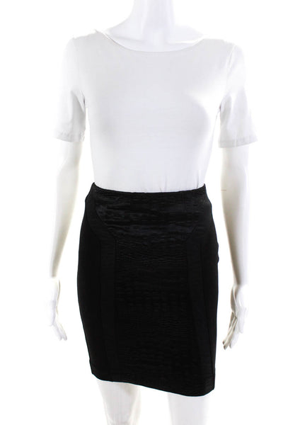 Maje Womens Crocodile Print Mini Pencil Skirt Black Size Small