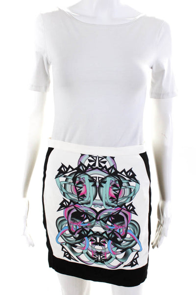 Sandro Womens Abstract Geometric Print Mini Skirt Black White Size 1