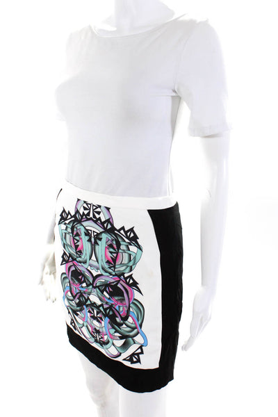 Sandro Womens Abstract Geometric Print Mini Skirt Black White Size 1