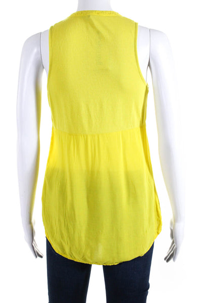 Splendid Women's V-Neck Sleeveless Button Down Shirt Yellow Size XS