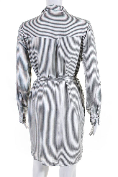 Soft Joie Women's Long Sleeves Button Down Tie Waist Shirt Dress Stripe Size XS