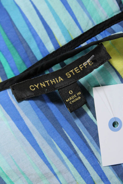 Cynthia Steffe Women's Round Neck Sleeveless Ruffle Mini Dress Multicolor Size 0
