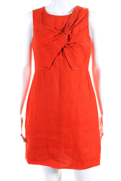 J Crew Women's Round Neck Sleeveless Cinch Mini Dress Orange Size 6