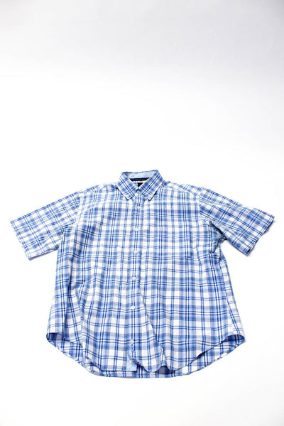 Tailorbyrd Mens Plaid Button Down Shirts Blue Cotton Size Medium Lot 2