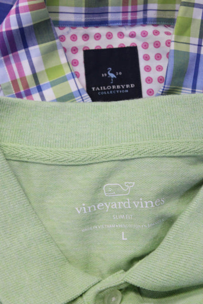 Vineyard Vines Tailorbyrd Mens Rugby Plaid Shirts Green Size Large Medium Lot 2