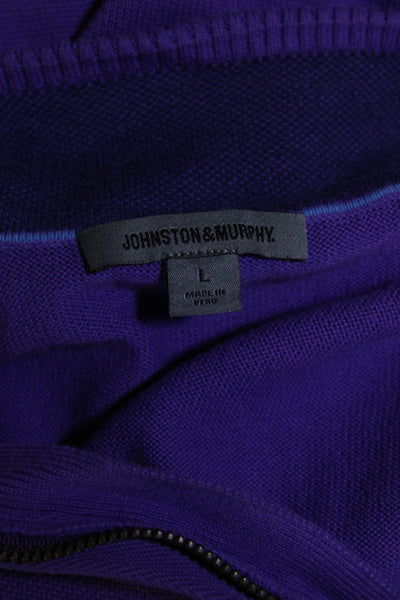 Johnston & Murphy Mens Mock Neck Half Zipper Shell Sweater Purple Size Large