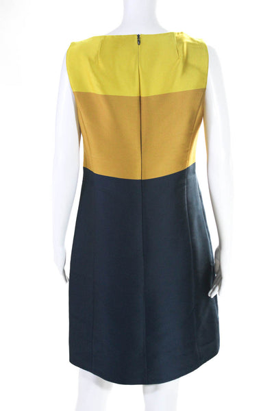 Akris Womens Colorblock Back Zipped Darted Sleeveless Sheath Dress Yellow Size 8