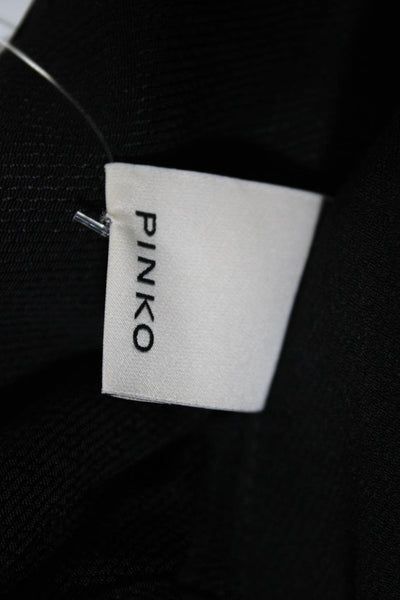 Pinko Womens Pleated Buttoned Back Zipped Tied Keyhole Midi Dress Black Size 8