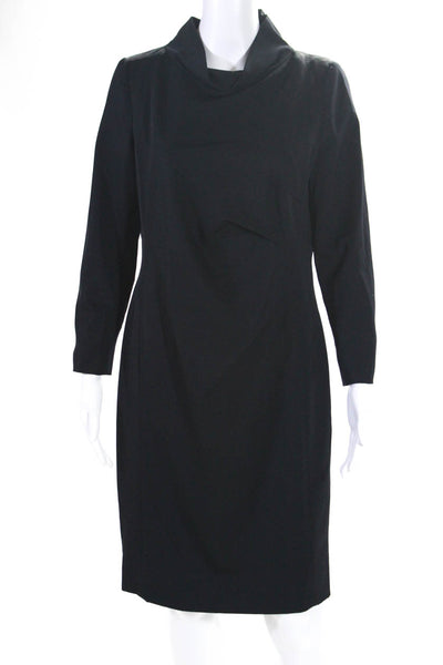 Pauw Womens Mock Neck Back Zipped Long Sleeve Darted Dress Black Size 3