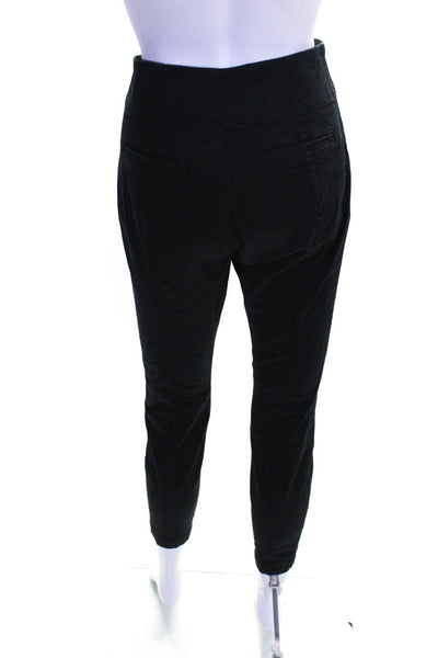 ALC Womens Cotton Lace Up High Rise Slim Cut Pants Trousers Black Size 4