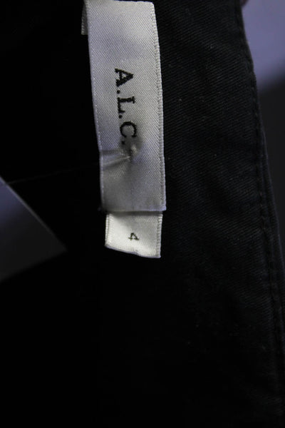 ALC Womens Cotton Lace Up High Rise Slim Cut Pants Trousers Black Size 4