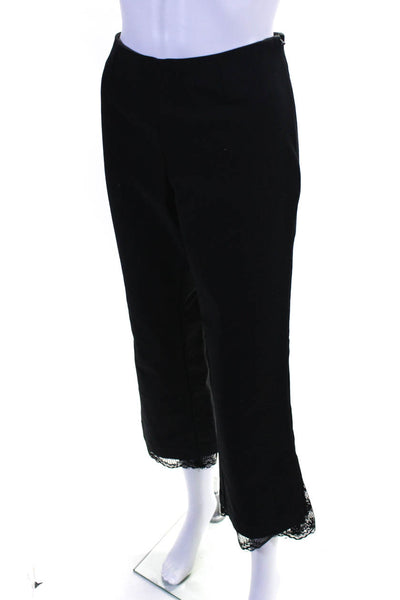 Ecru Womens High Rise Lace Trim Flare Leg Dress Pants Black Cotton Size 8