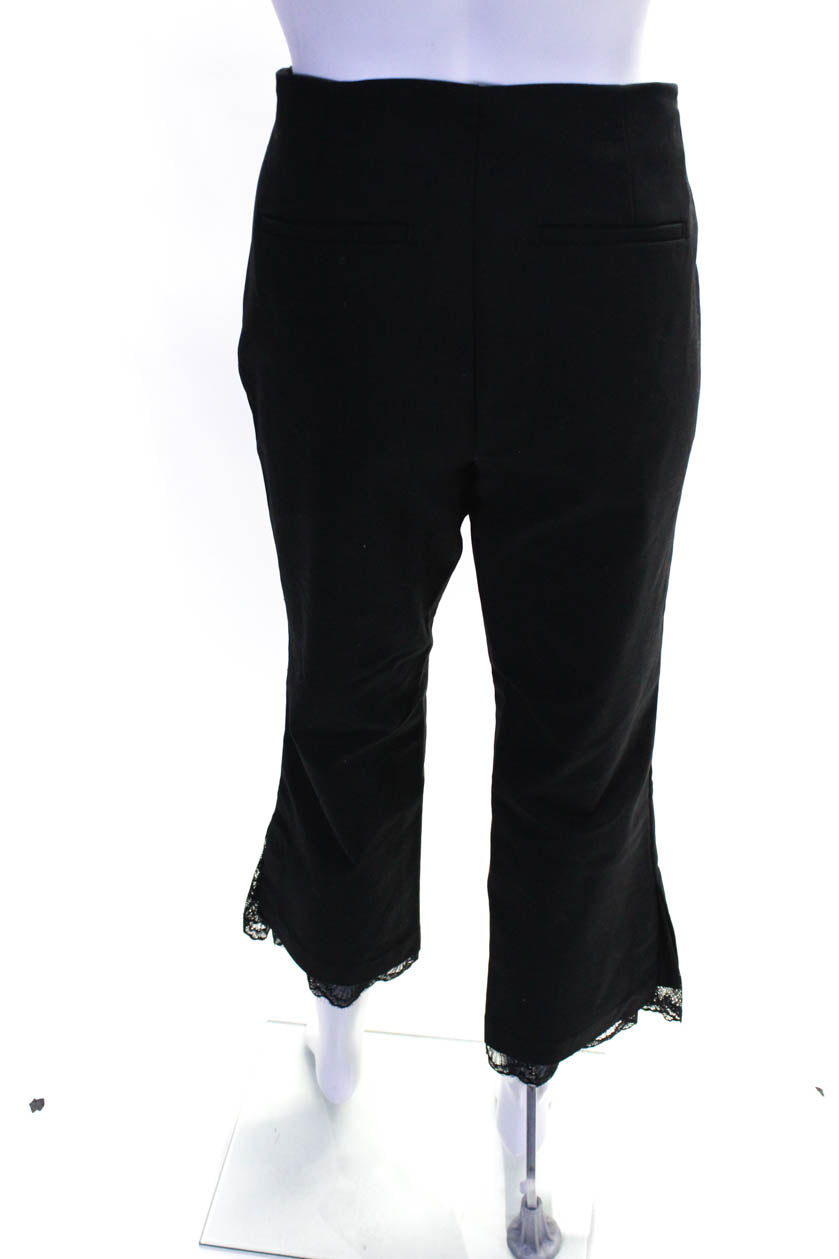 Ecru Womens High Rise Lace Trim Flare Leg Dress Pants Black Cotton Siz -  Shop Linda's Stuff