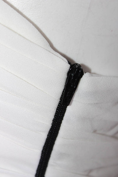 Designer Womens Ruched Ruffled Sleeveless Halter Top White Black Size 4
