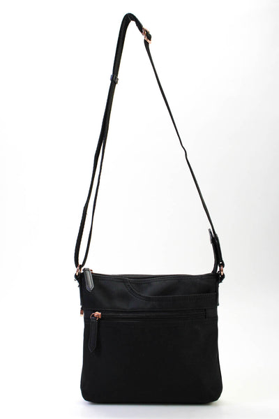 Radley Womens Nylon 3 Front Pocket Adjustable Crossbody Small Bag Purse Black