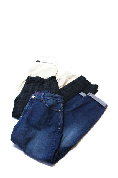 NYDJ Womens Cotton Ankle Jeans Trousers Pants Blue Ivory Size 8 12 12P Lot 3