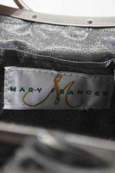 Mary Frances Womens Satin Beaded Jeweled Mini Satchel Shoulder Handbag Gray
