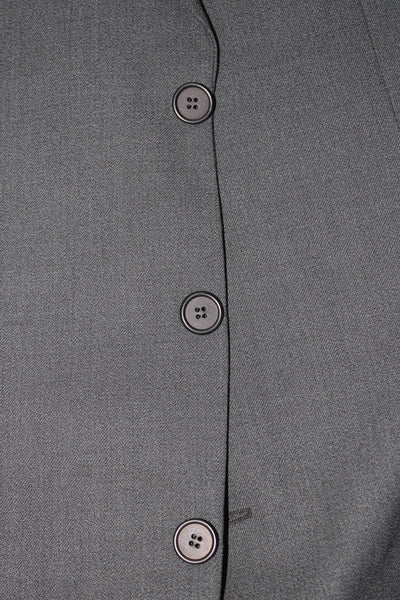 Mani Mens Three Button Notched Lapel Pleated Suit Gray Wool Size 44L