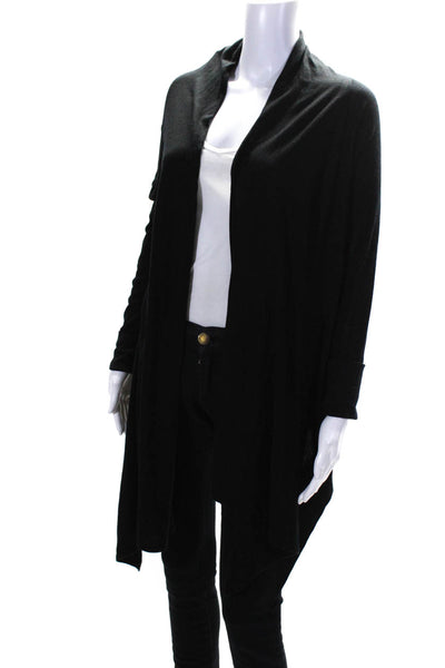 BCBGMAXAZRIA Womens Black Silk Cowl Neck Open Cardigan Sweater Top Size XS/S