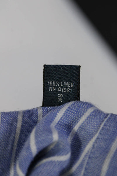 Ralph Lauren Blue Label Mens Linen Striped Collared Button Up Shirt Blue Size XL