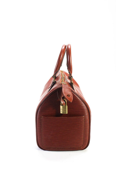 Louis Vuitton Womens Epi Leather Speedy Double Strap Zip Top Handle Handbag Red
