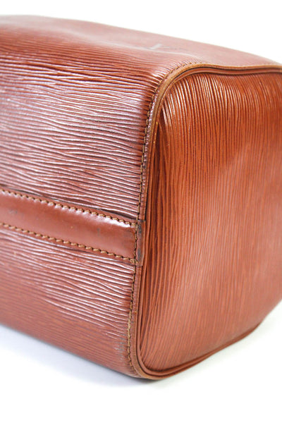 Louis Vuitton Womens Epi Leather Speedy Double Strap Zip Top Handle Handbag Red