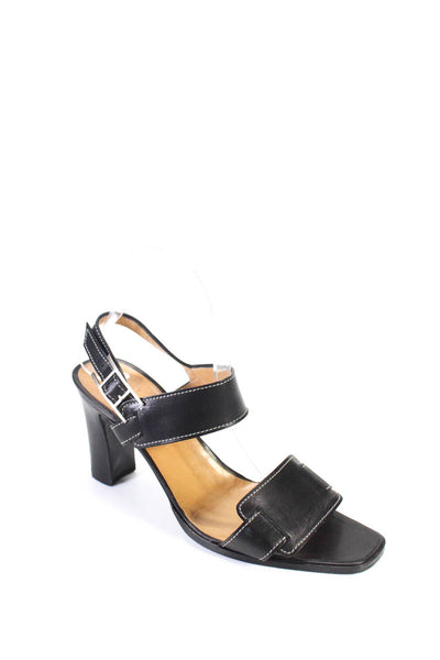 Hermes Womens Darted Strappy Ankle Buckled Block Heels Black Size EUR38.5